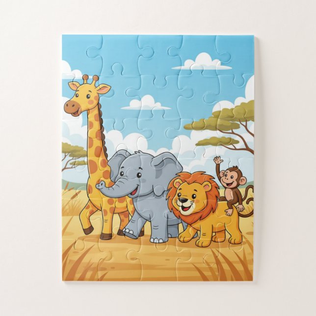 Animales de Safari Rompecabezas para Niños | Elefa (Vertical)
