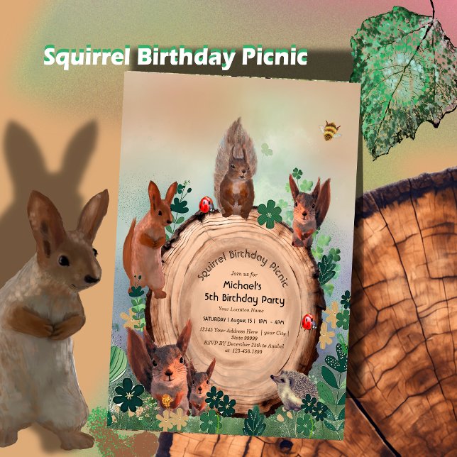 Animales de Woodland 5 Invitación de cumpleaños (Woodland Animals 5th Birthday Invitation)