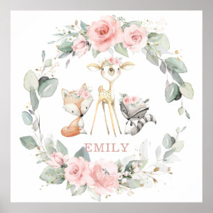 Animales de Woodland Arte en Pared de la vegetació