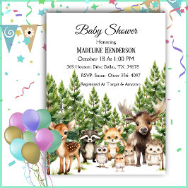 Animales De Woodland En Invitación De Baby Shower 