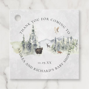 Animales de Woodland   Etiqueta de Baby Shower Fav