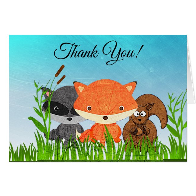 Animales de Woodland Gracias Cartas (Anverso (Horizontal))