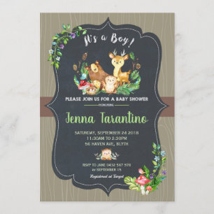 Animales de Woodland Invitación a un niño de Baby
