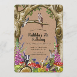 Animales de Woodland Invitación al bosque de cumpl