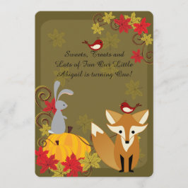 Animales de Woodland Invitación al primer cumpleañ