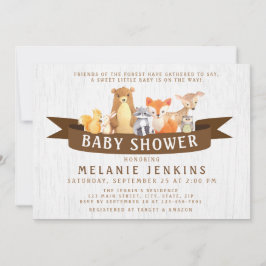 Animales de Woodland Invitación Baby Shower Neutra