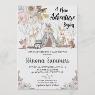 Animales de Woodland Invitaciones a duchas para be