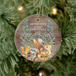 Animales de Woodland primer ornamento navideño par