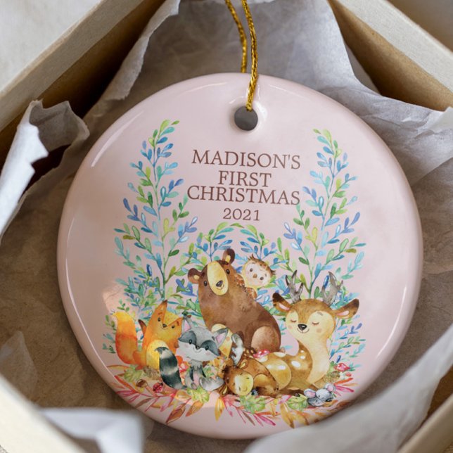 Animales de Woodland primer ornamento navideño par (Subido por el creador)