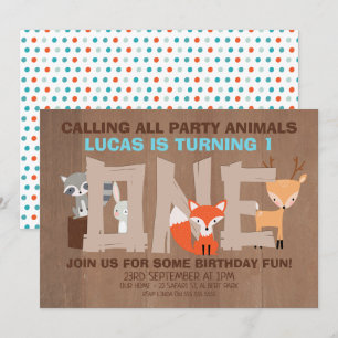 Animales de Woodland Primera Invitación a la fiest