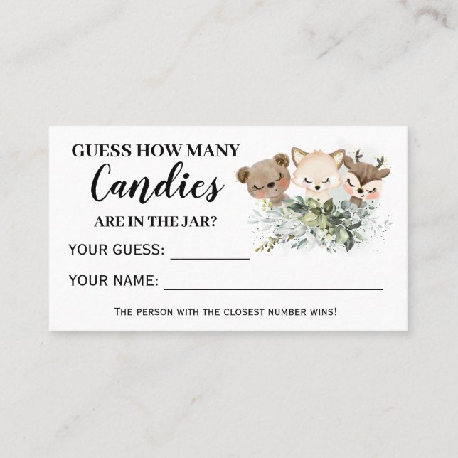 Animales del bosque: ¿Cuántas tarjetas de Baby Sho (Anverso)