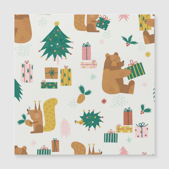 Animales del Bosque de Navidad: Ambiente Retro (Anverso)