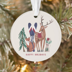 Animales del bosque esquí nórdico Navidad adorno p