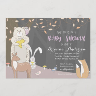 Animales del bosque - invitación de Baby Shower
