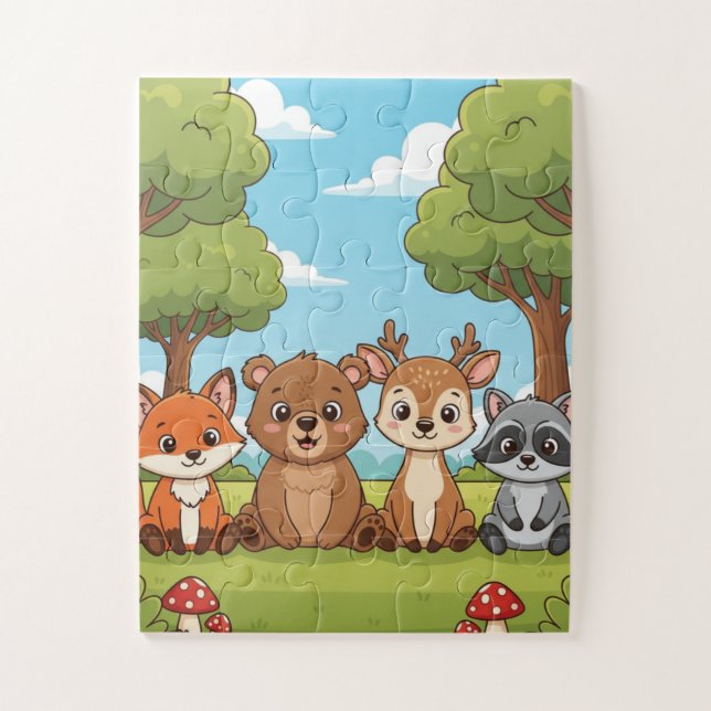 Animales del Bosque Rompecabezas para Niños | Zorr (Vertical)