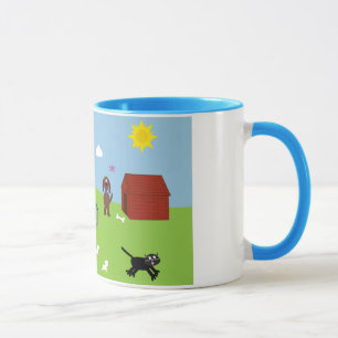 Animales del dibujo animado y taza lindos del
