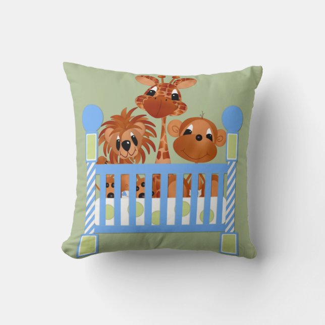 Animales del parque zoológico, pesebre, almohada (Anverso)