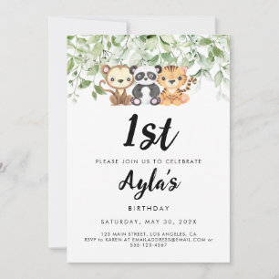 Animales del zoológico 1ª invitación de cumpleaños