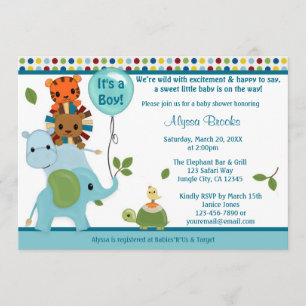 Animales Desfile Baby Shower Invitación elefante A