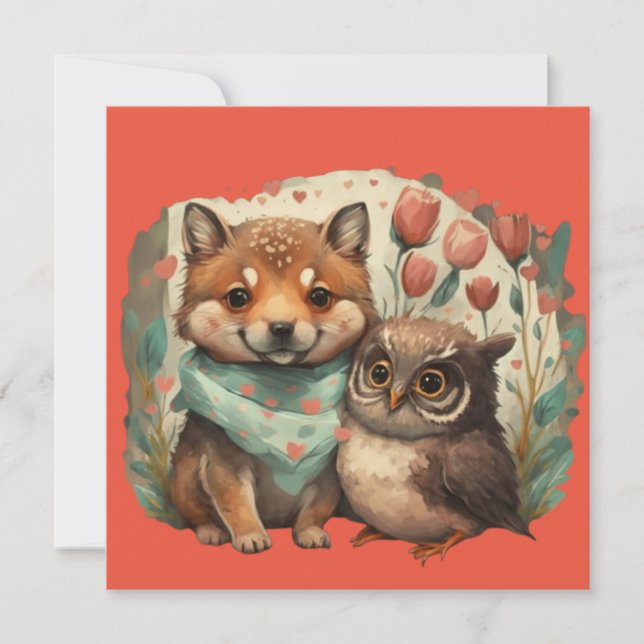 Animales día de San Valentín enamorados (Anverso)