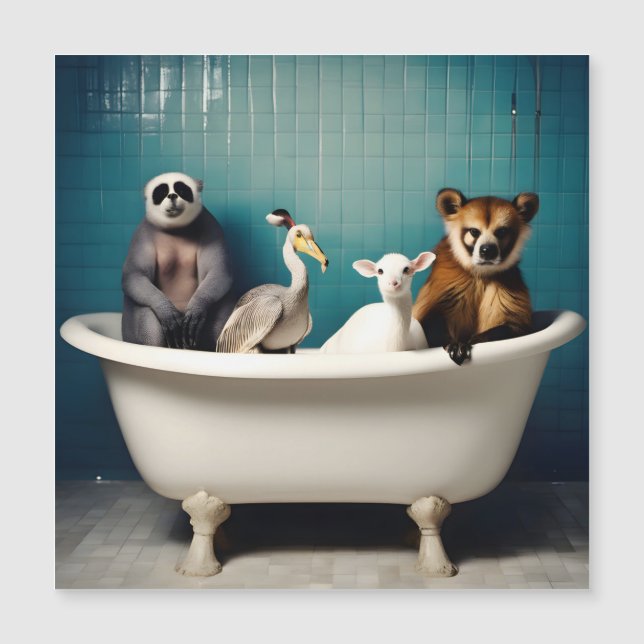 Animales divertidos en el baño (Anverso)