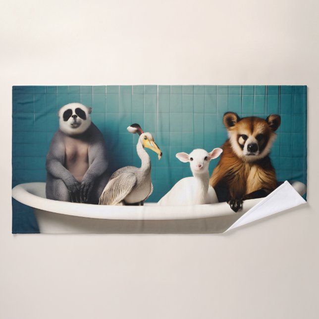 Animales divertidos en el baño (Toalla de baño)