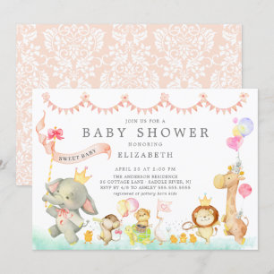 Animales dulces de Safari desfilan invitaciones de