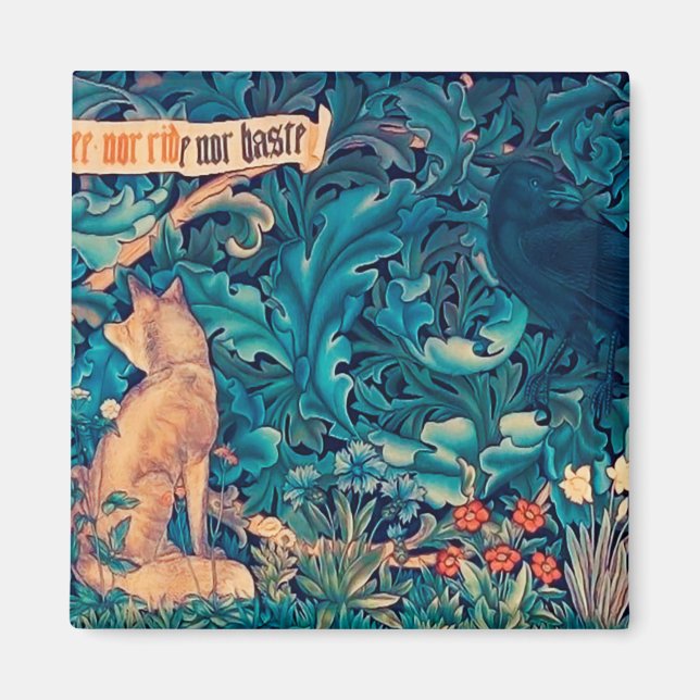 Animales en el bosque, imán William Morris (Frente)