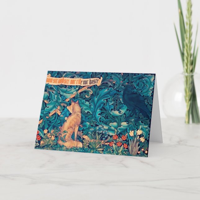 Animales en el bosque, Tarjeta William Morris (Anverso)