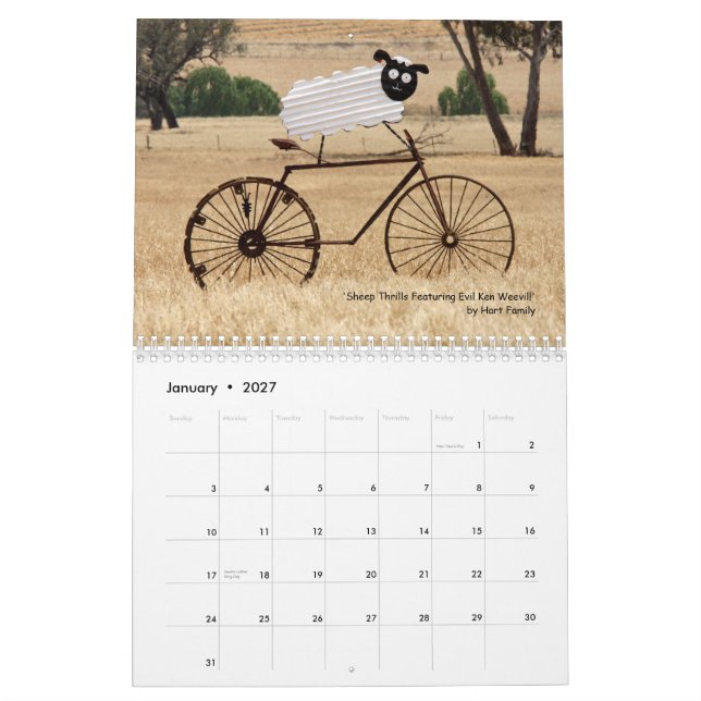 Animales en el calendario de bicicletas (Jan 2027)