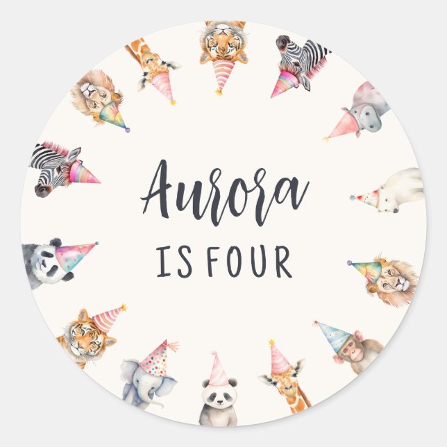 Animales en Gorras Fiestas Pegatinas Fiestas temát (Anverso)