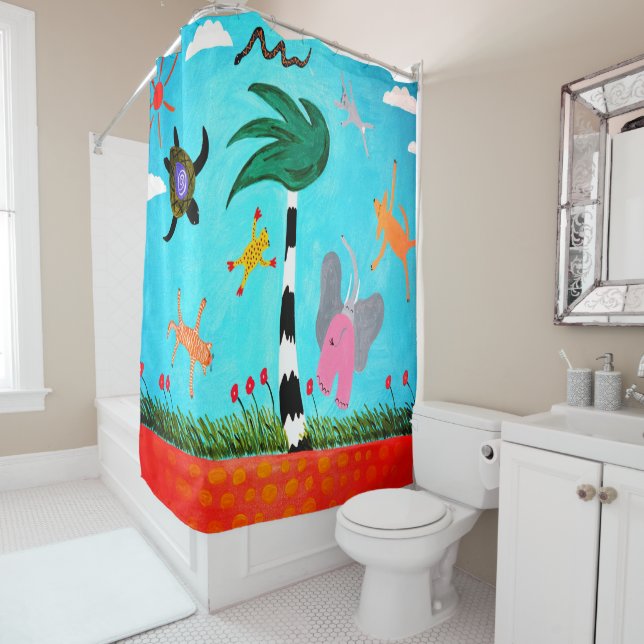 Animales En La Cortina De La Ducha Viento (In situ)