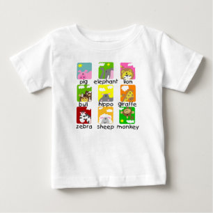 Animales en las camisetas y los regalos del