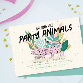 Animales Fiestas salvajes Niños Invitación a la fi
