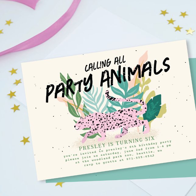 Animales Fiestas salvajes Niños Invitación a la fi (Subido por el creador)