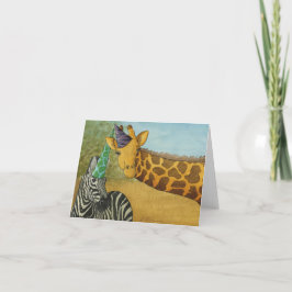 Animales fiestas: Tarjeta Giraffe/Zebra 4"x5.6"