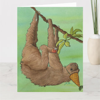 Animales fiestas: Tarjeta Sloth 8.5"x11"