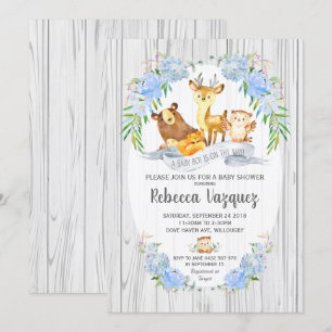 Animales Floral Woodland Animals Invitación a Baby