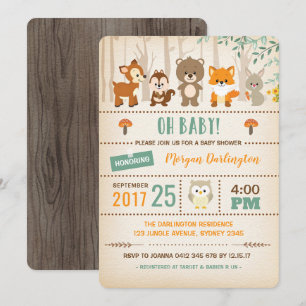 Animales forestales de Invitación a la Baby Shower