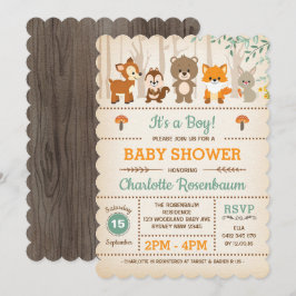 Animales forestales de Invitación a la Baby Shower