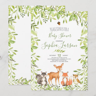 Animales forestales de Invitación a la Baby Shower