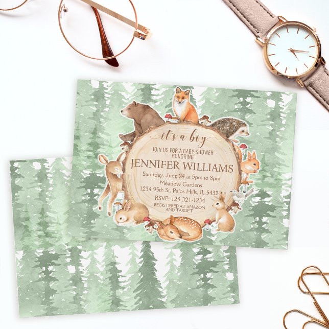 Animales forestales de Woodland niño invitación a  (Subido por el creador)