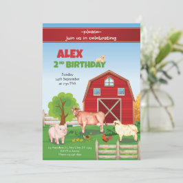 Animales Granja Invitación al cumpleaños Barnyard 