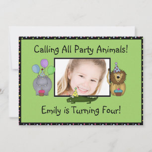 Animales Invitación a la fiesta de cumpleaños