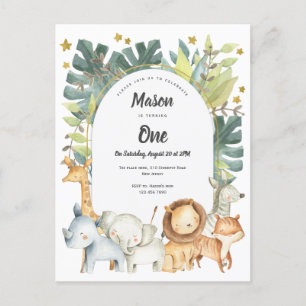 Animales, jungla Primera invitación de cumpleaños