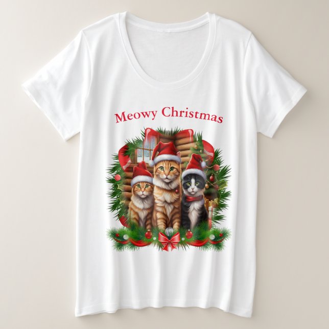 Animales lindos Camisetas de gatos de Navidad (Anverso del diseño)