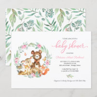 Animales Lindos del Bosque Invitación de Baby Show