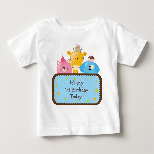 Animales lindos del cumpleaños del dibujo animado camiseta de bebé