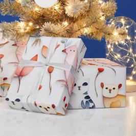 Animales lindos papel de regalo encantador