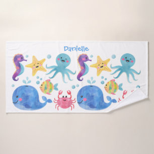 animales marinos, acuarelas, baño infantil